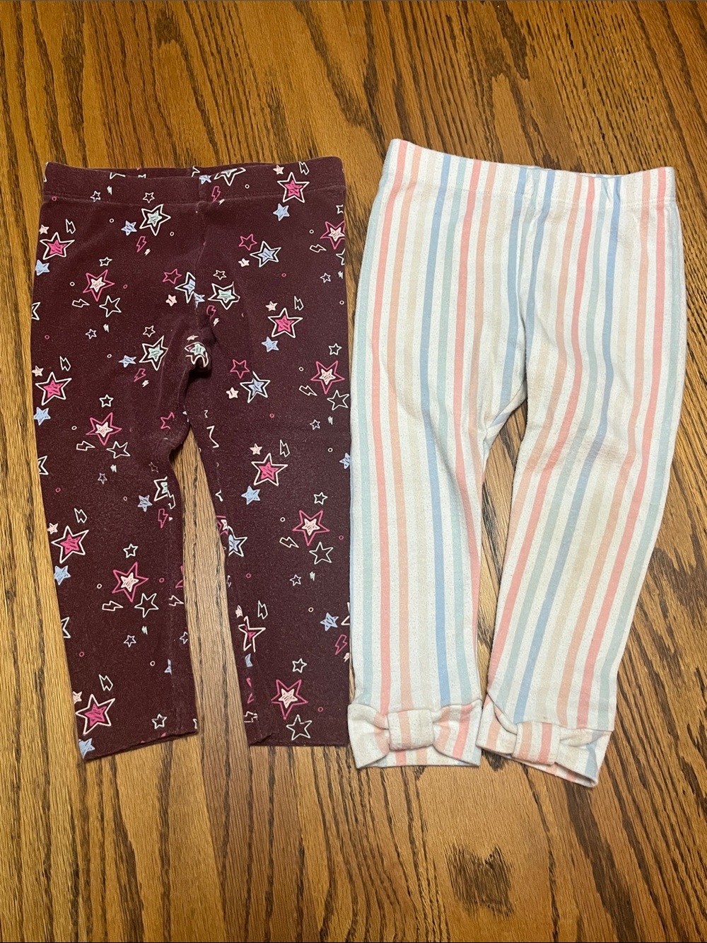 Burgundy Star & Pastel Stripe Toddler Leggings Set